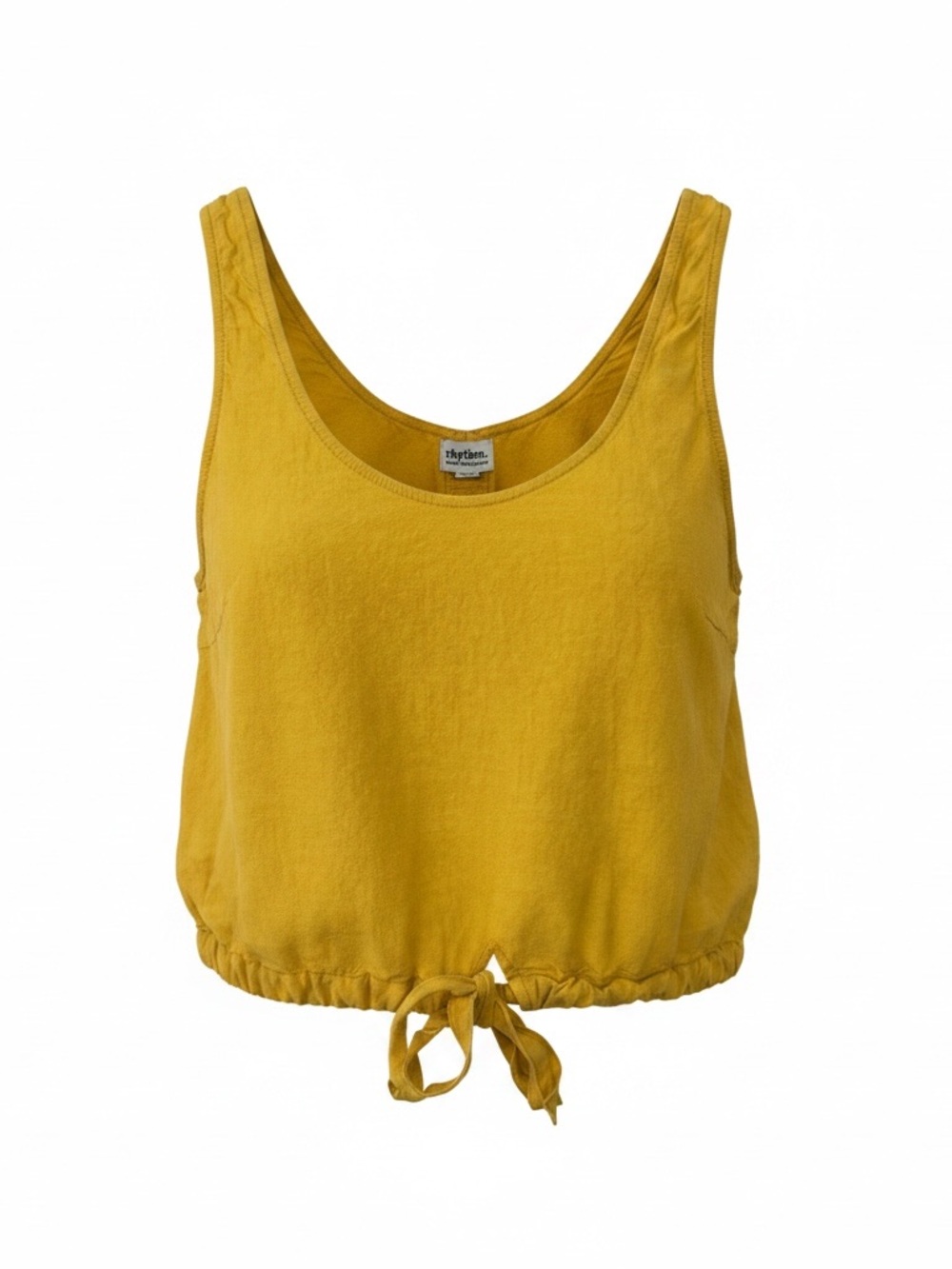 Rhythm Mustard Drawstring Limen Blend Crop Tank Top - Size M